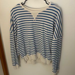 Blue and White Striped Crewneck